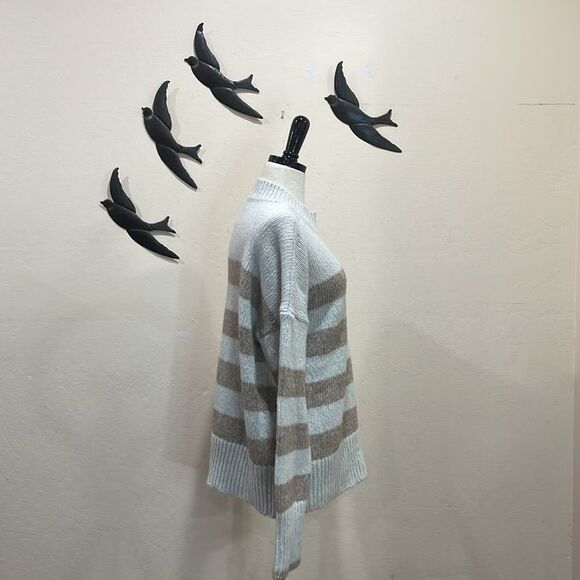 NEW! LA LIGNE Marin Striped Knitted Sweater In Cream & Tan Stripes - L - Picture 6 of 15